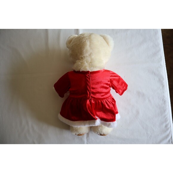 Build A Bear Workshop 15" Teddy Bear Plush Off-White Brown Red Santa Dress - Picture 5 of 14